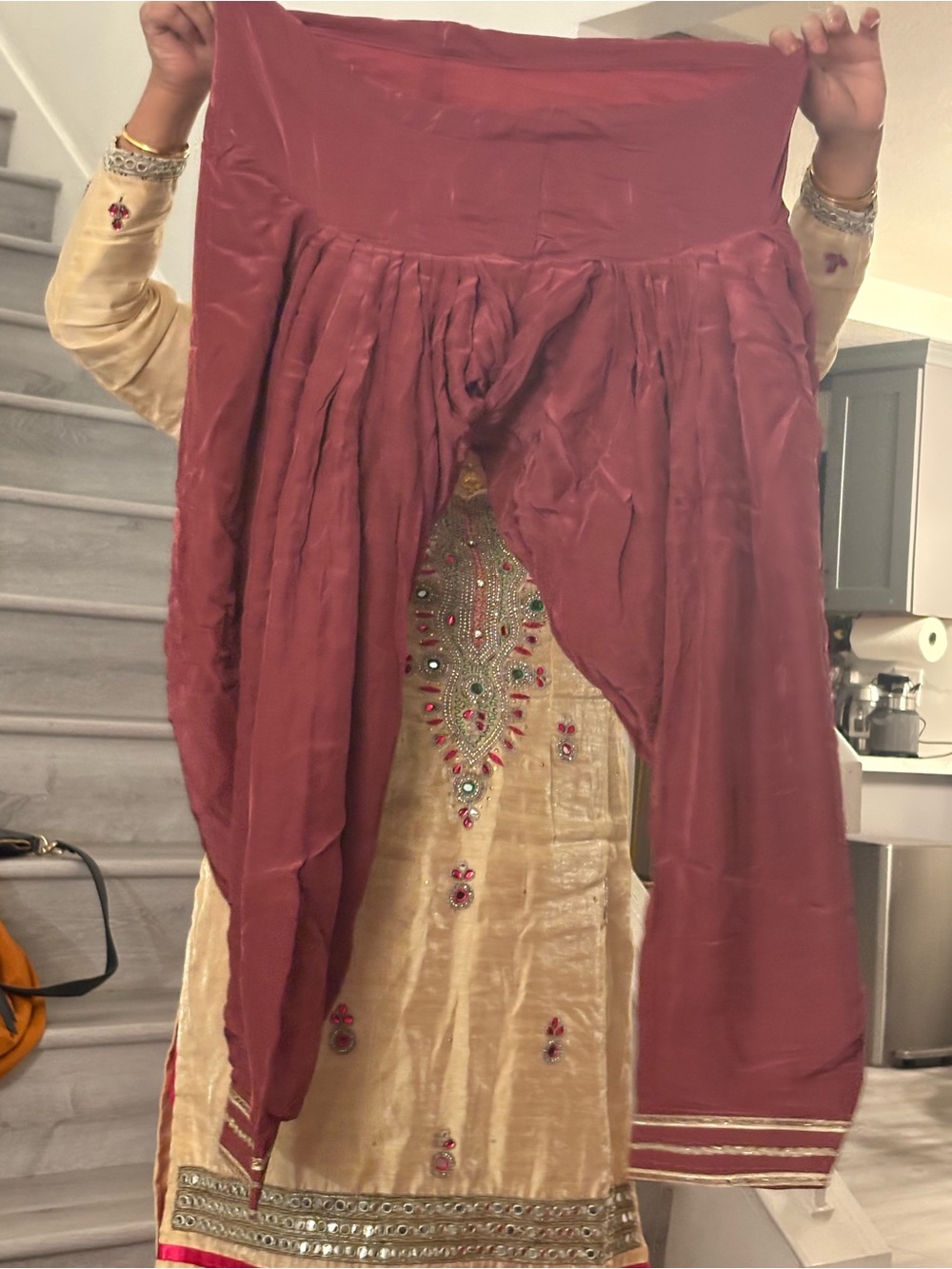 Maroon Satin Punjabi Patiala Salwar